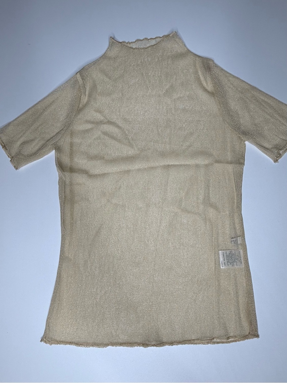 NWT Beige/Gold Sheer Short-Sleeve Top - 212-214
